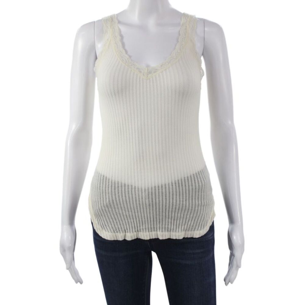 Helmut Lang Womens V Neck Striped Camisole Beige Size S